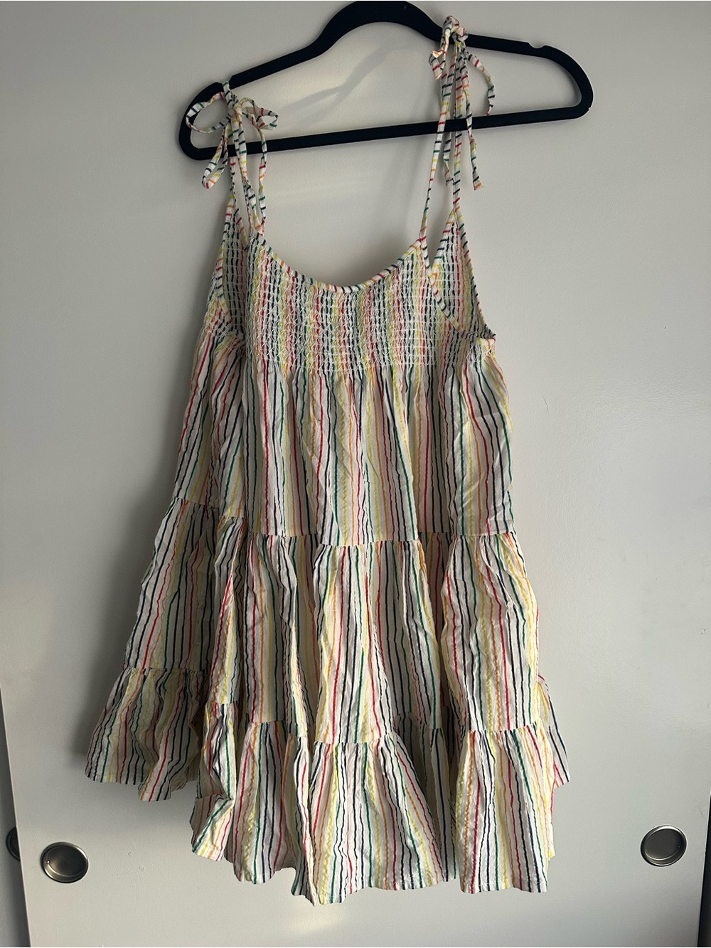 Solid & Striped Tiered Tie-Strap Sundress in Multicolor Stripes